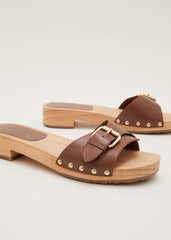 Buckle Front Clog Sandal - Tan