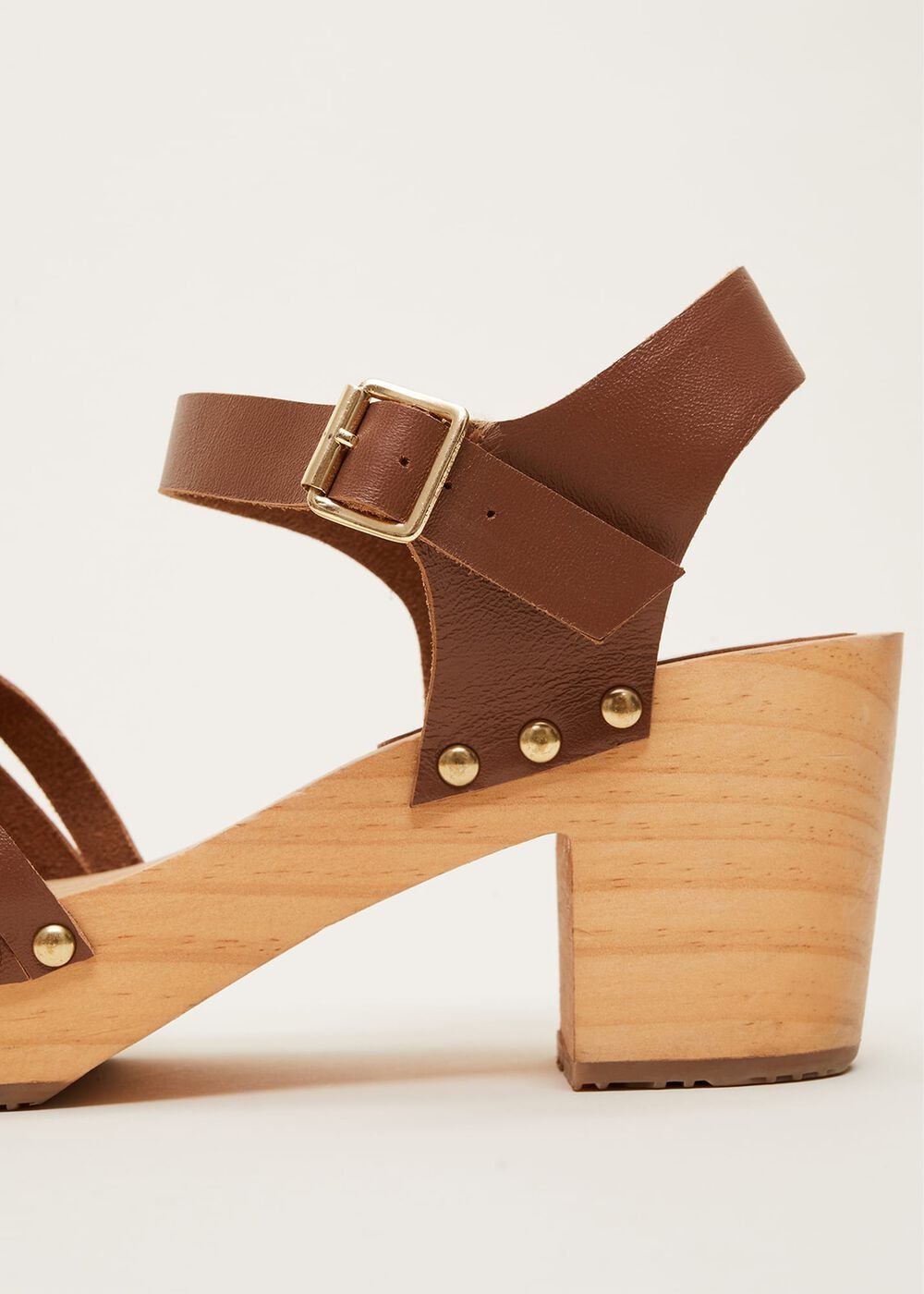 Woven Clog Heel Sandal - Tan