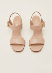 Snake Skin Leather Buckle Sandals - Neutral