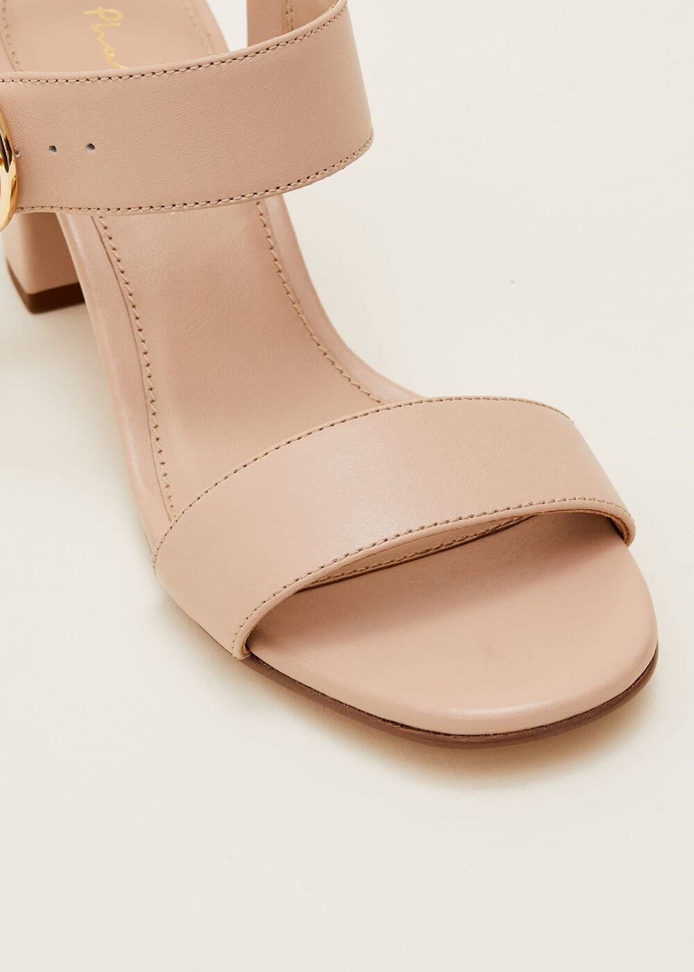 Snake Skin Leather Buckle Sandals - Neutral