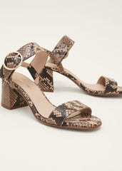 Snake Skin Leather Buckle Sandals - Snake