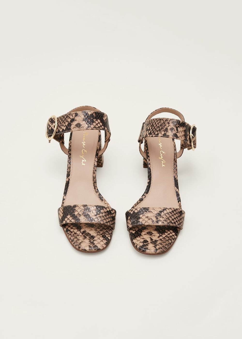 Snake Skin Leather Buckle Sandals - Snake