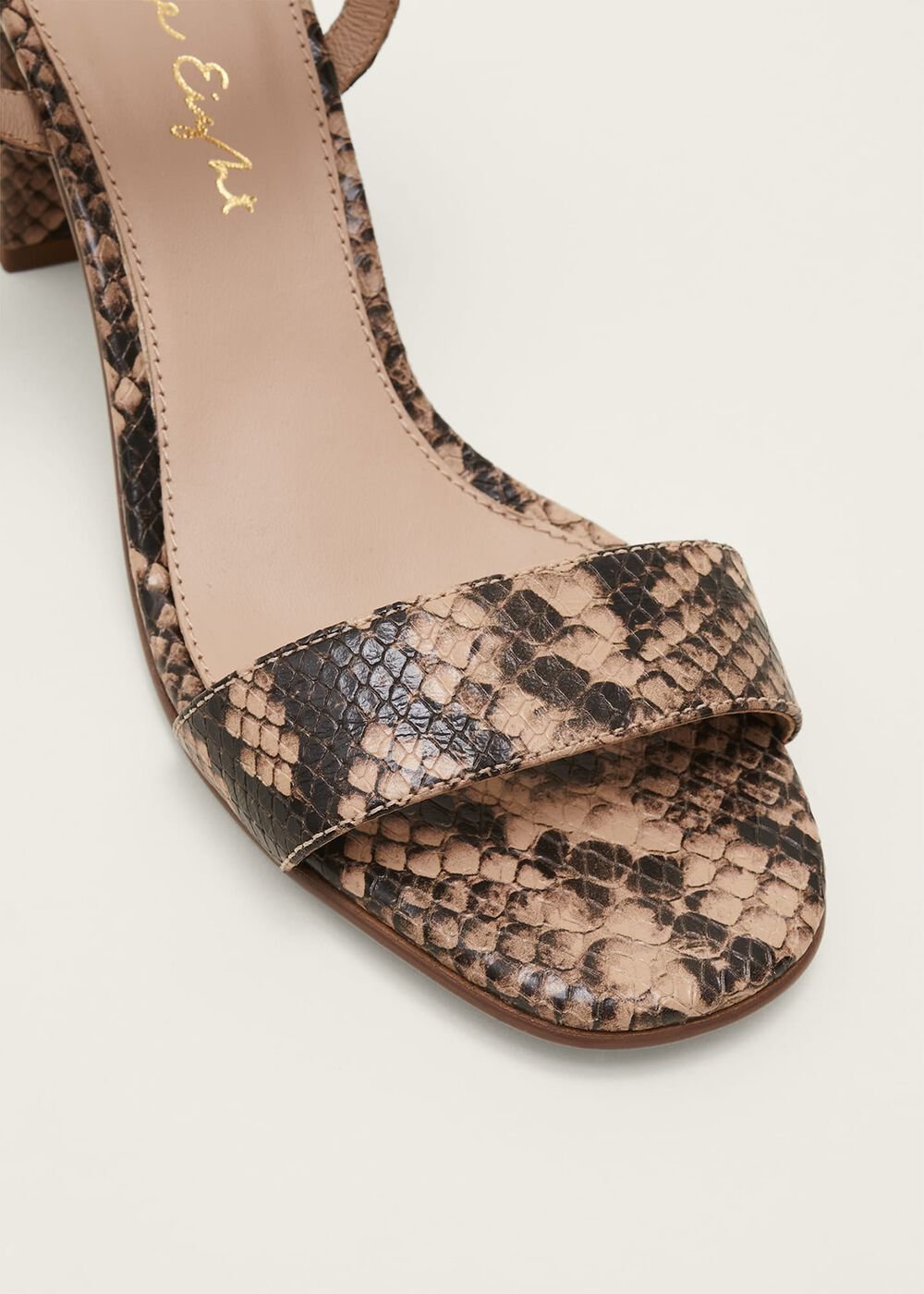 Snake Skin Leather Buckle Sandals - Snake