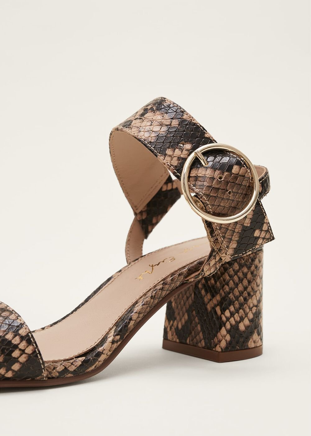 Snake Skin Leather Buckle Sandals - Snake