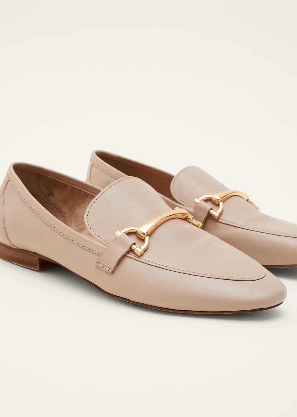 T-Bar Leather Loafers - Neutral