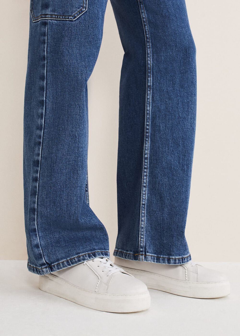 White Leather Trainers - White