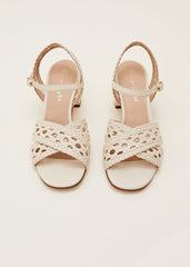 Weave Heeled Sandal - Cream