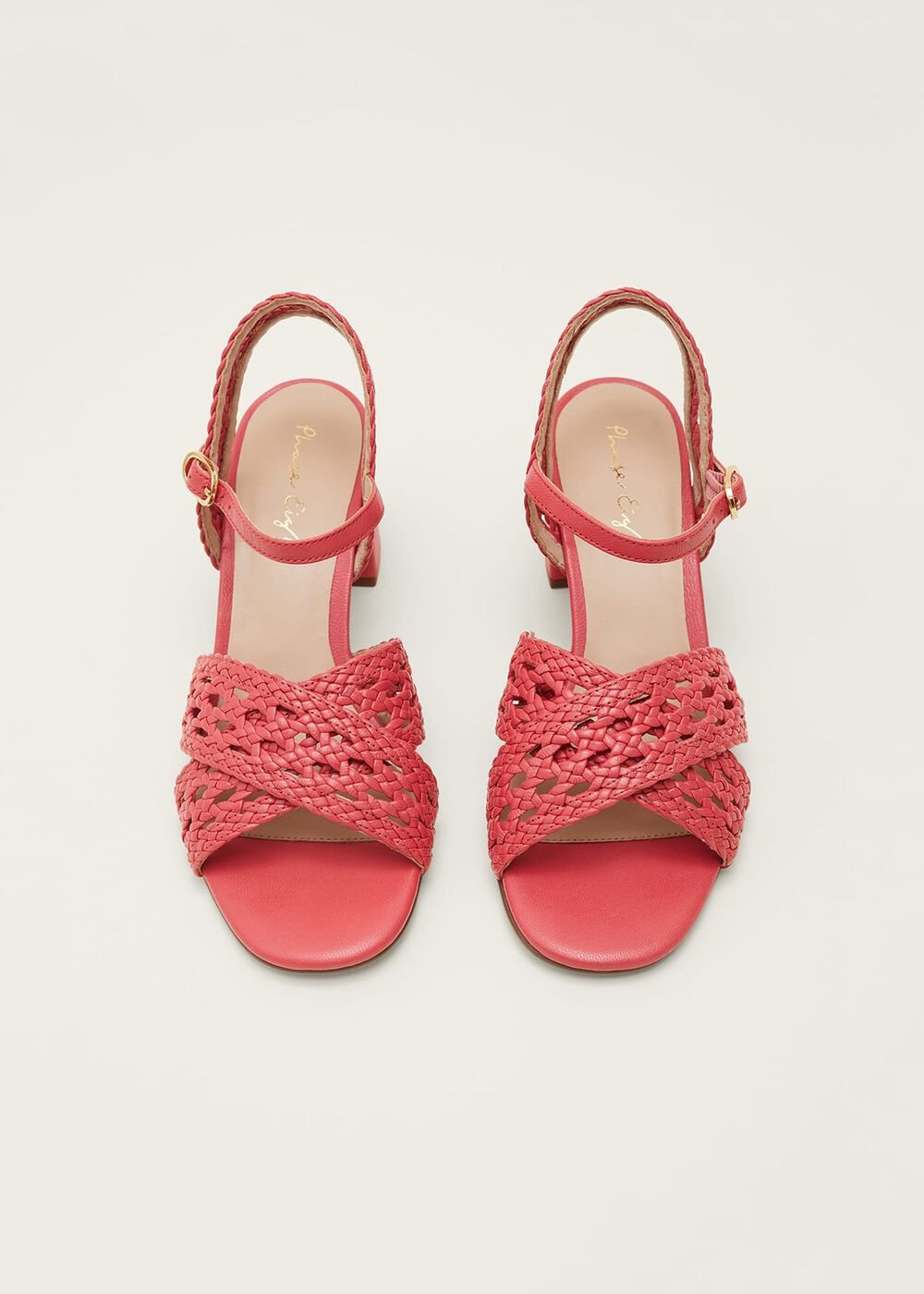 Weave Heeled Sandal - Coral
