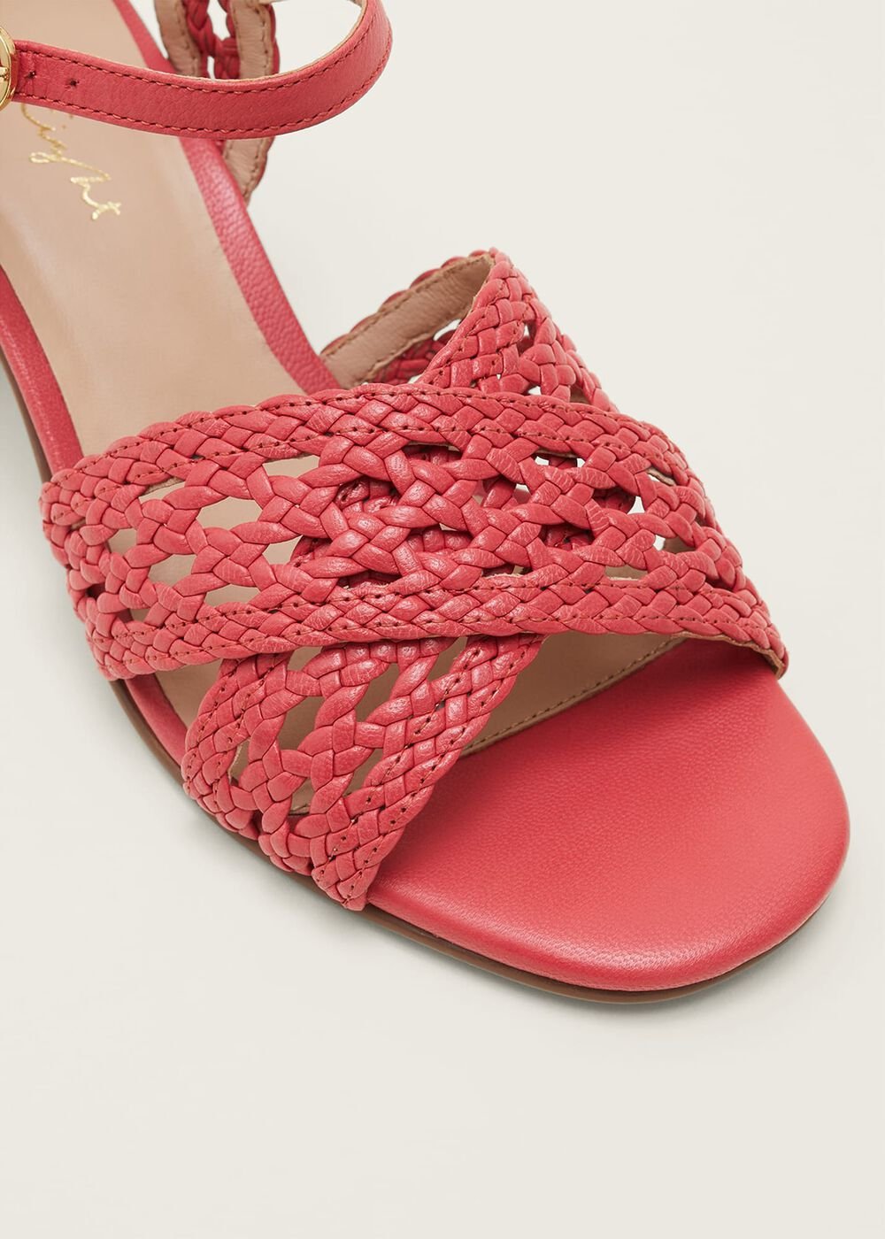 Weave Heeled Sandal - Coral