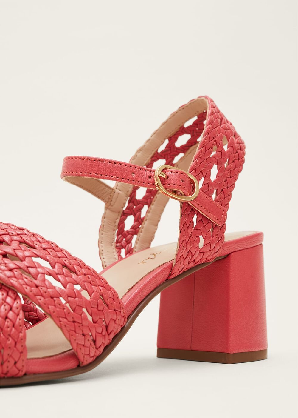 Weave Heeled Sandal - Coral
