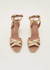 Leather Strappy Espadrille - Gold