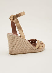 Leather Strappy Espadrille - Gold