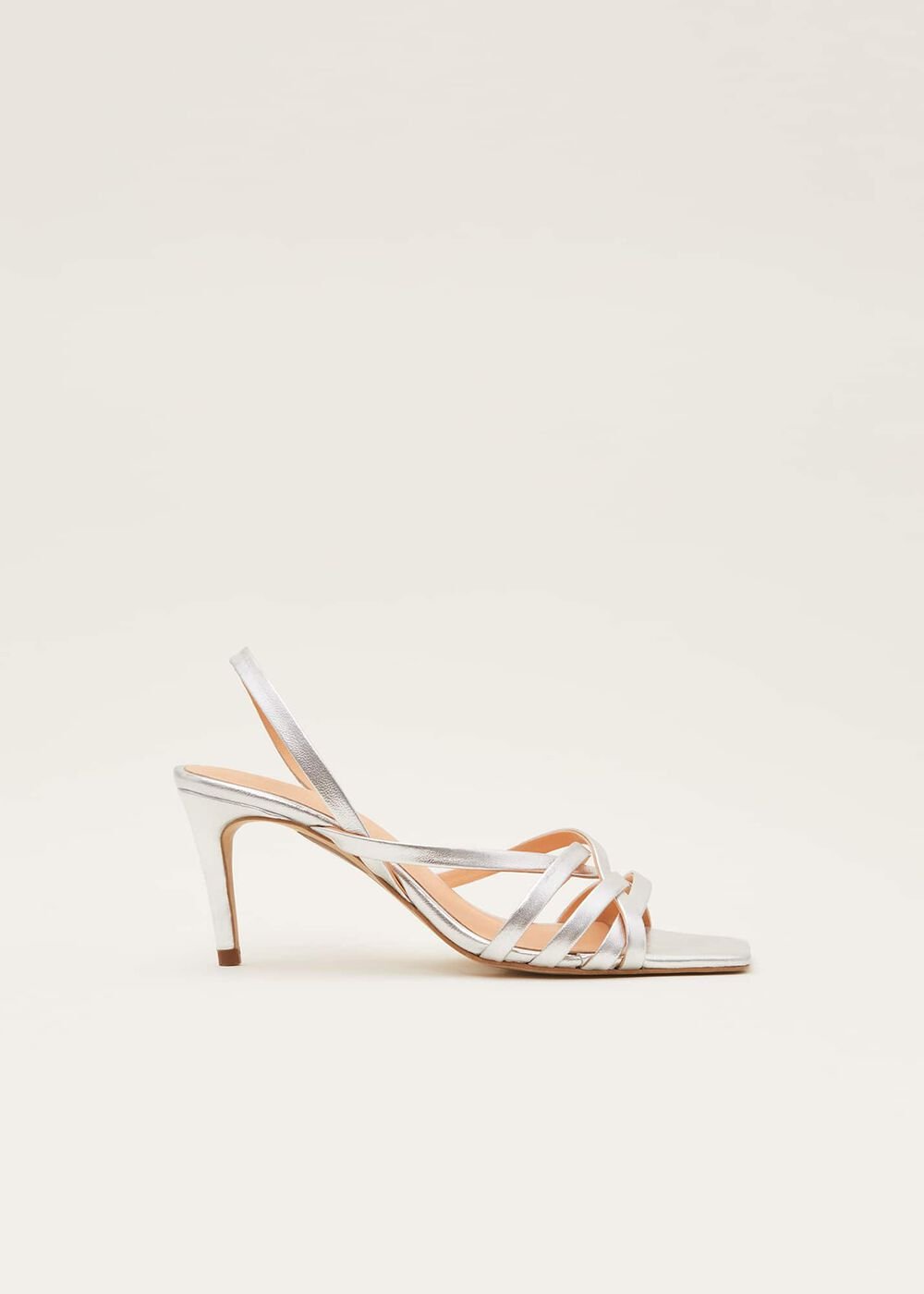 Strappy Sling Back Sandals - Silver