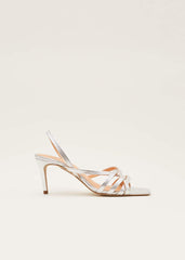 Strappy Sling Back Sandals - Silver