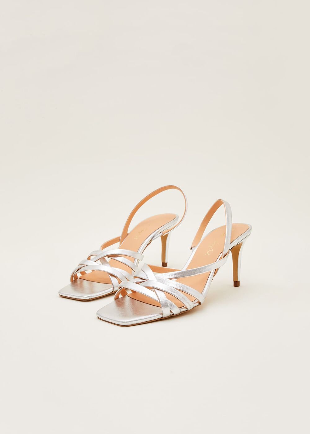 Strappy Sling Back Sandals - Silver