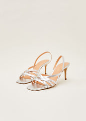 Strappy Sling Back Sandals - Silver