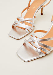 Strappy Sling Back Sandals - Silver