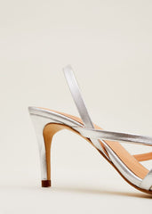 Strappy Sling Back Sandals - Silver