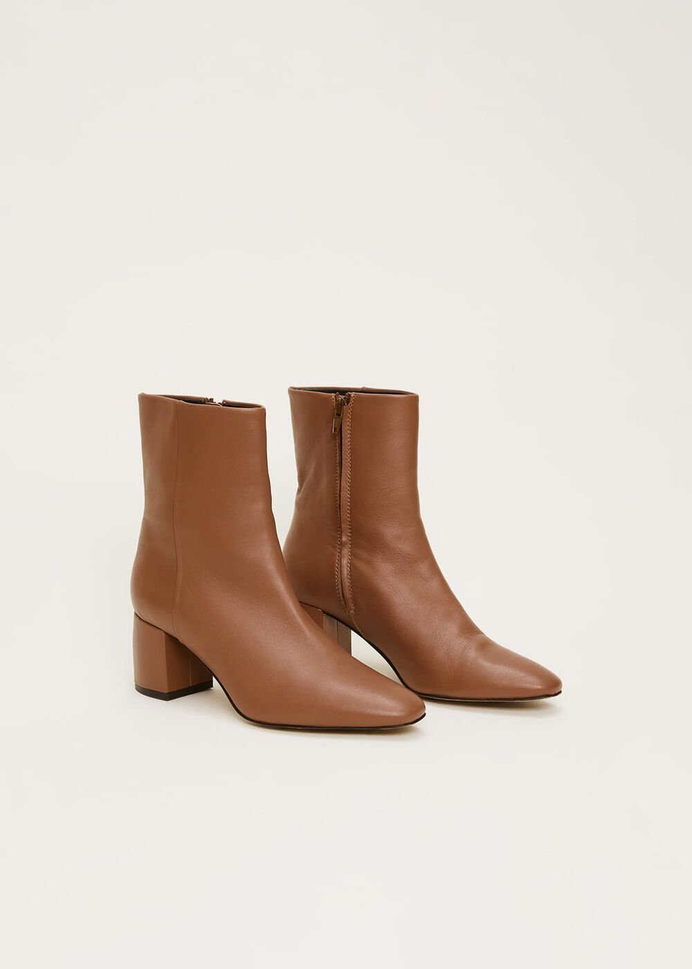 Heeled Ankle Boots - Tan
