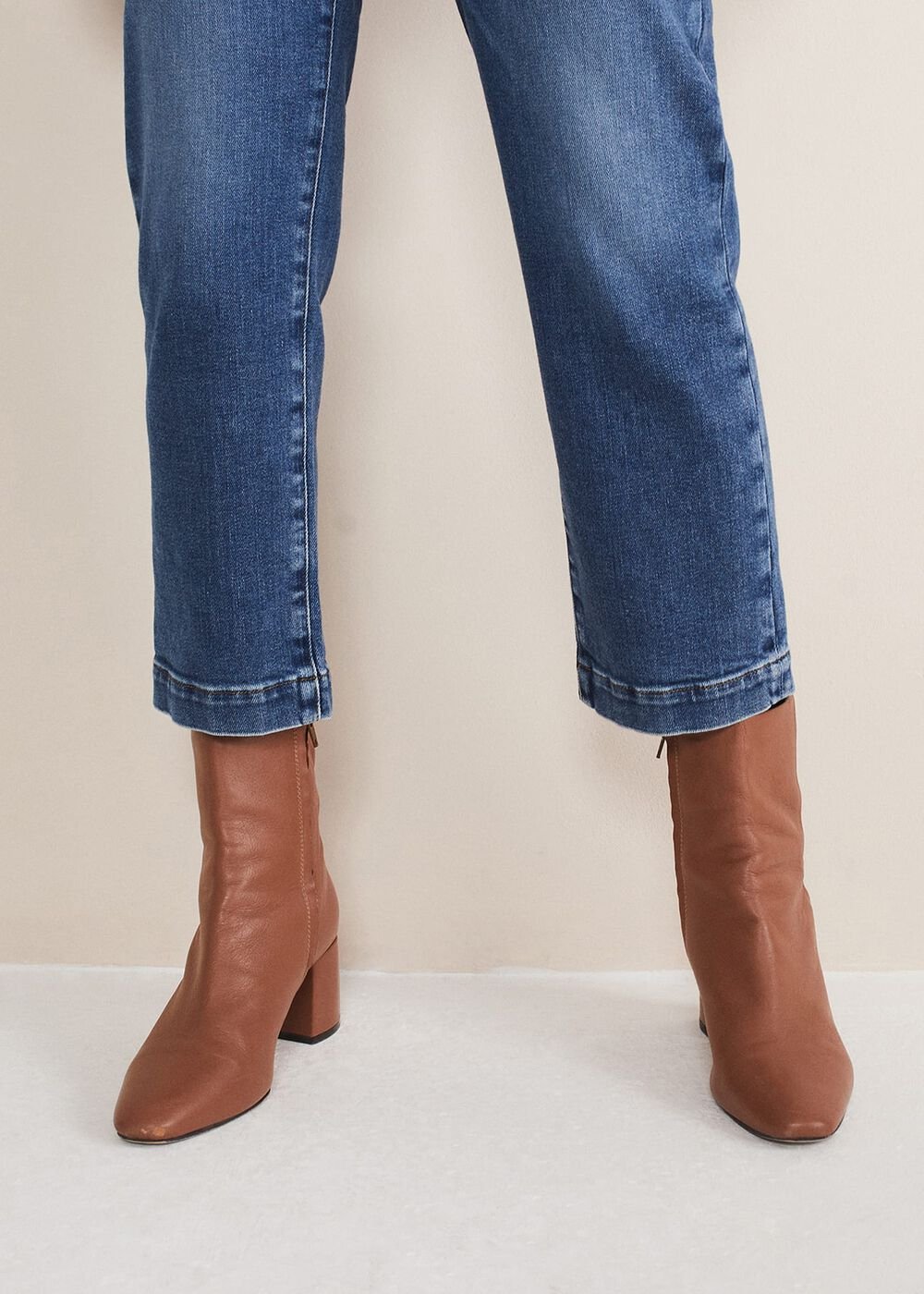 Heeled Ankle Boots - Tan