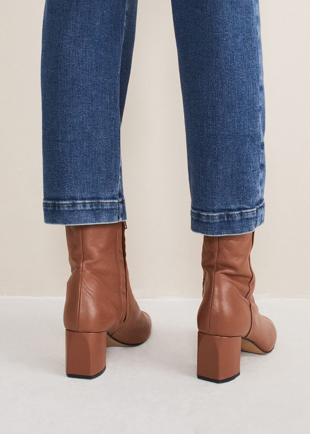 Heeled Ankle Boots - Tan