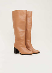 Leather Knee High Boots - Camel