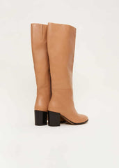 Leather Knee High Boots - Camel