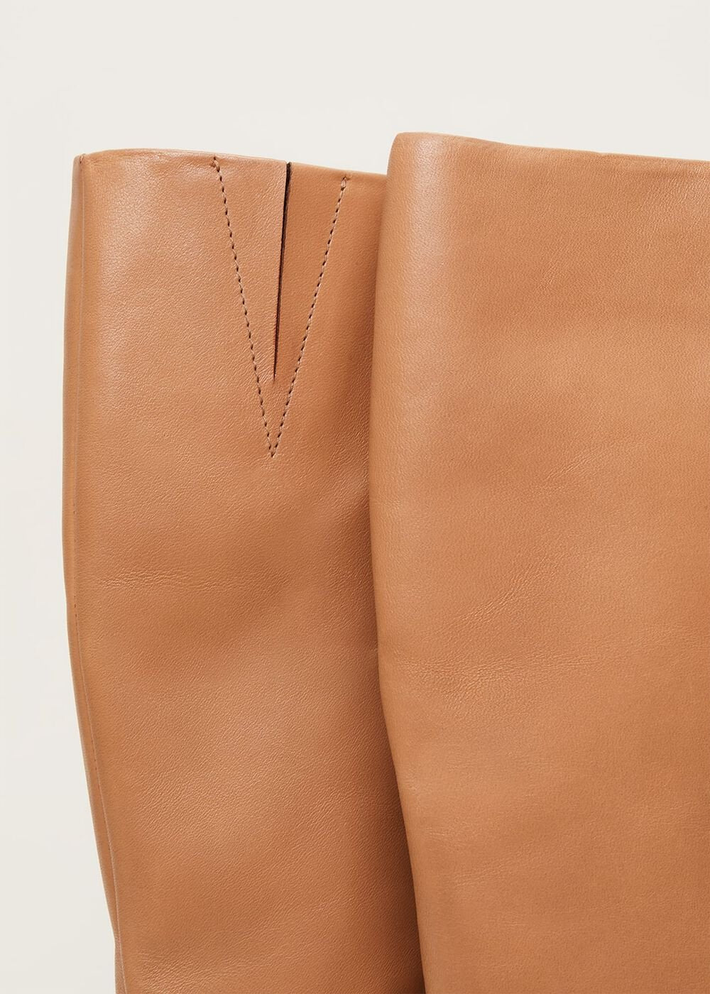 Leather Knee High Boots - Camel