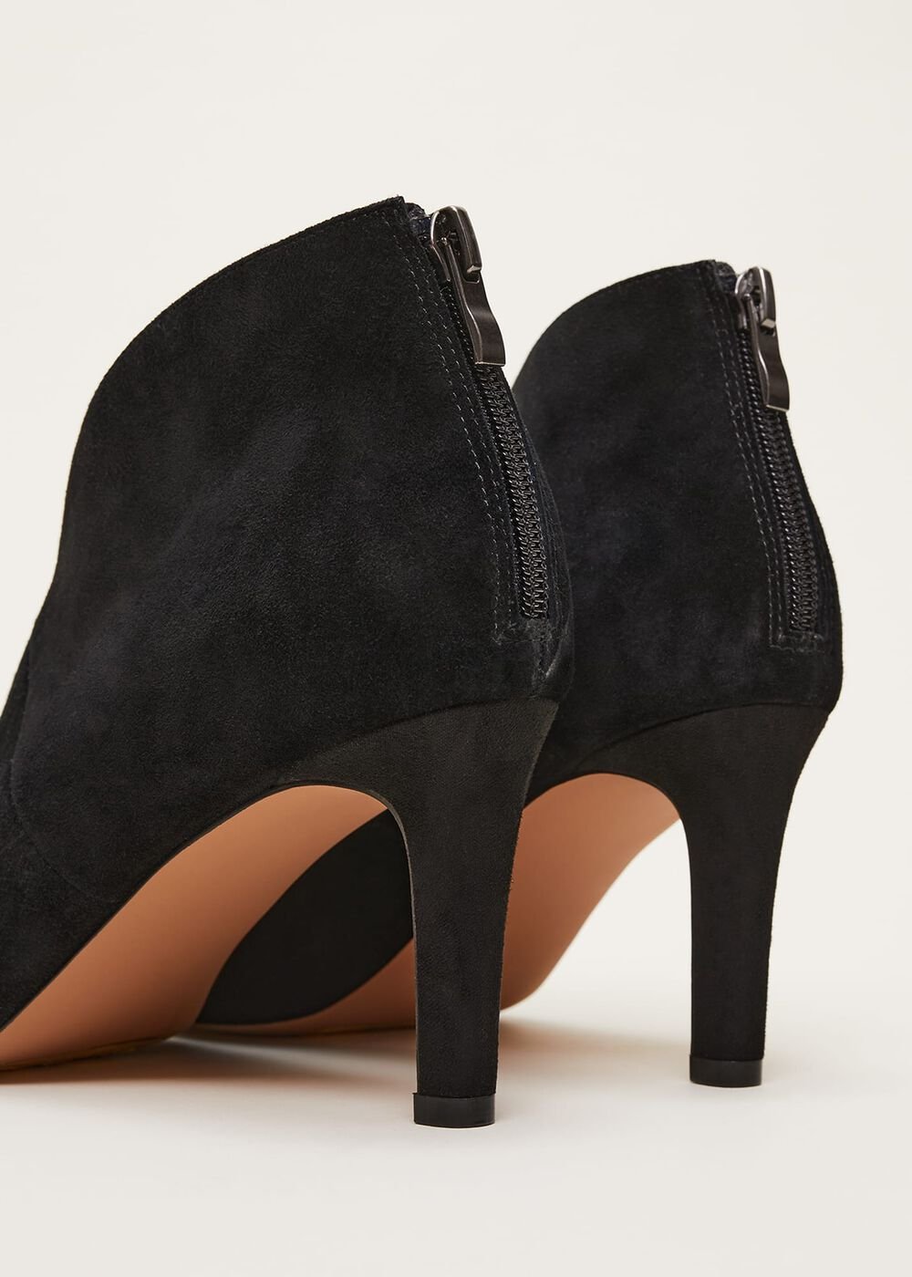 Cut Out Heeled Boots - Black