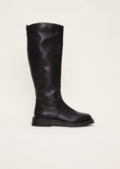 Flat Knee High Boot - Black