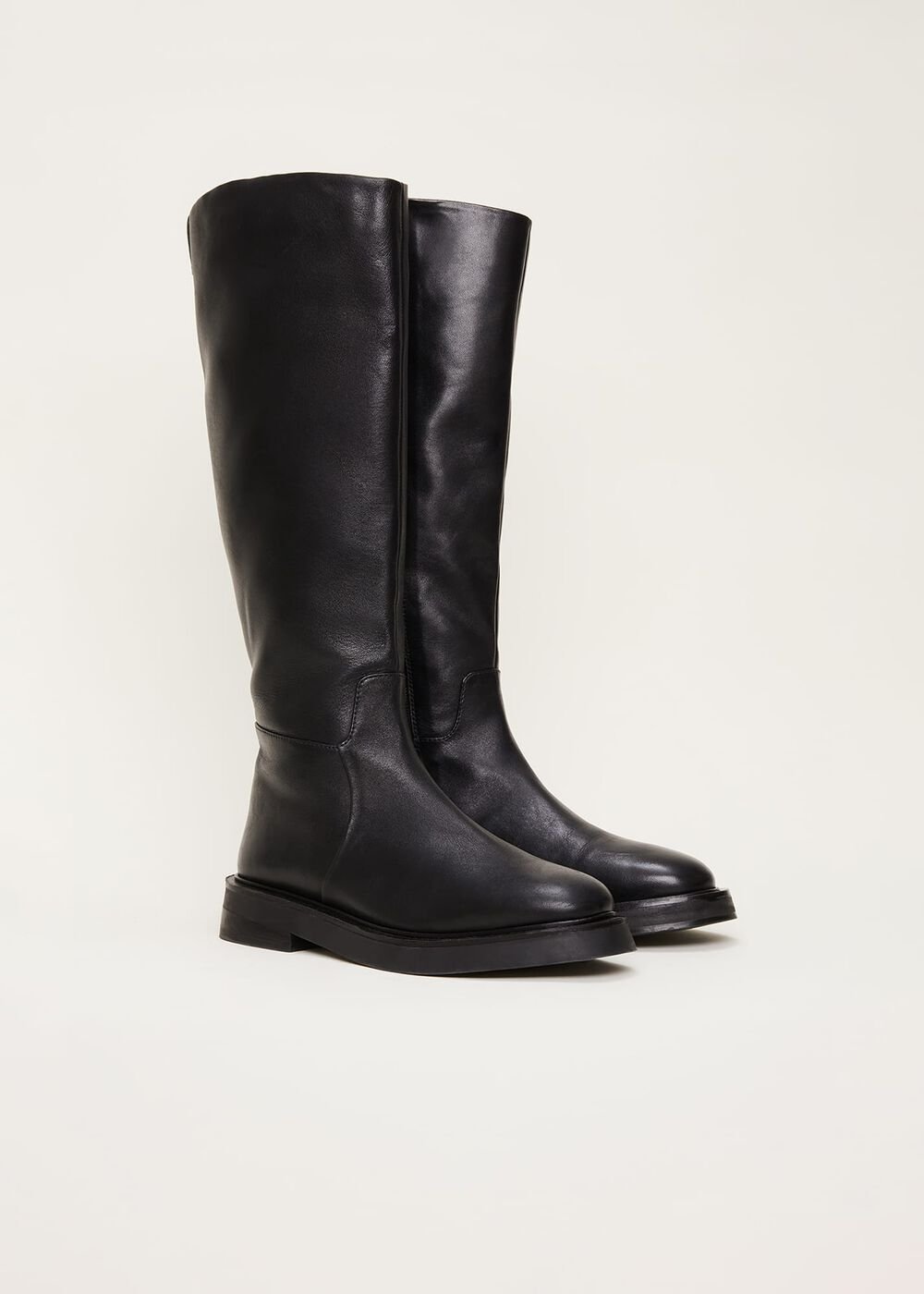 Flat Knee High Boot - Black