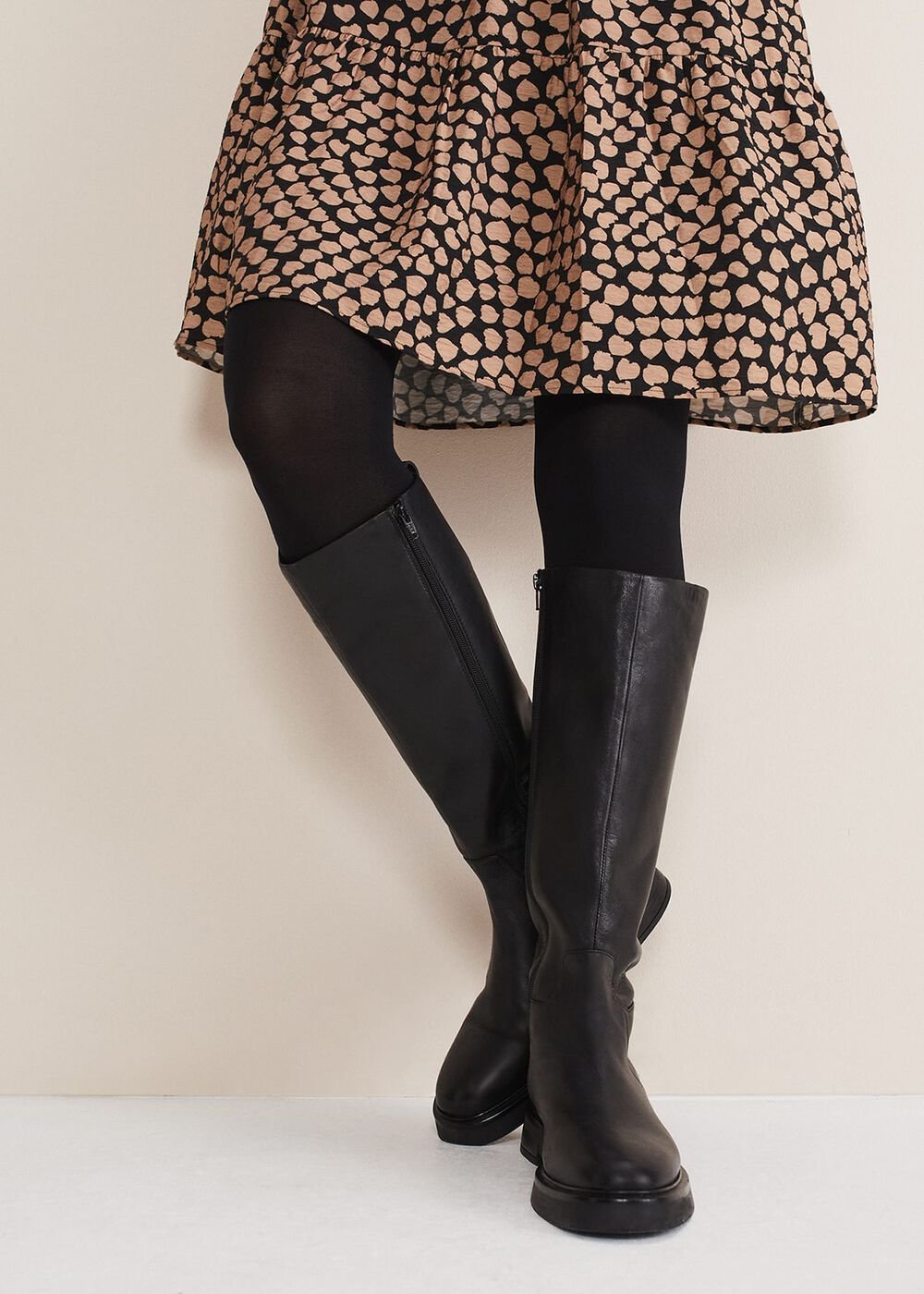 Flat Knee High Boot - Black