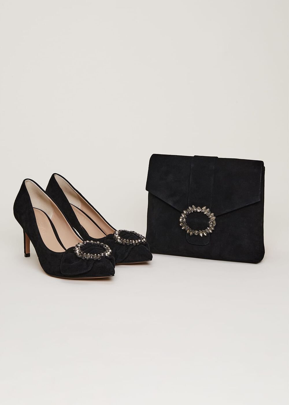 Jewel Front Bow Court Shoe - Black