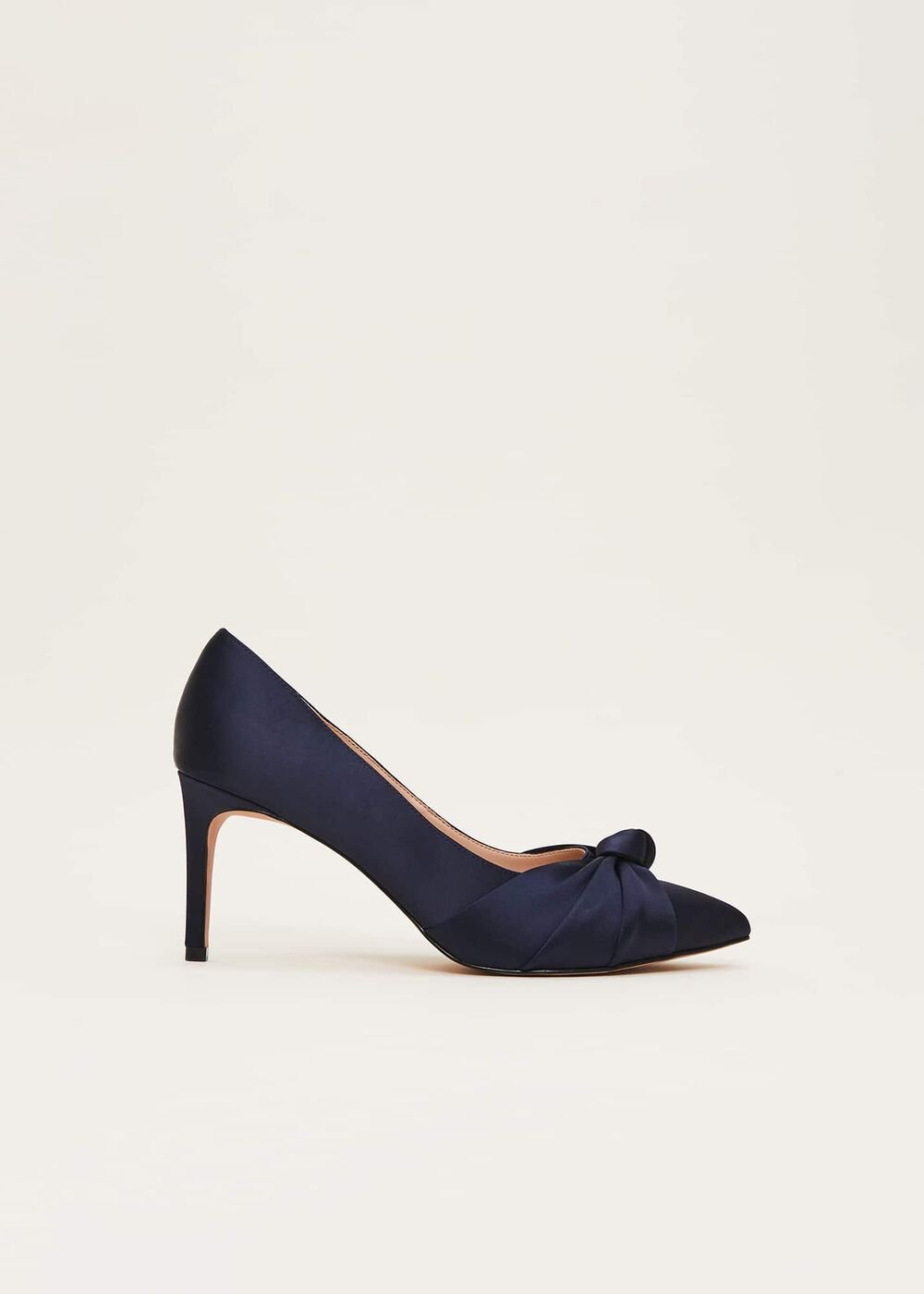 Satin Knot Front Court Shoe - Navy