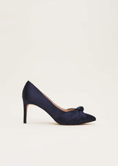 Satin Knot Front Court Shoe - Navy