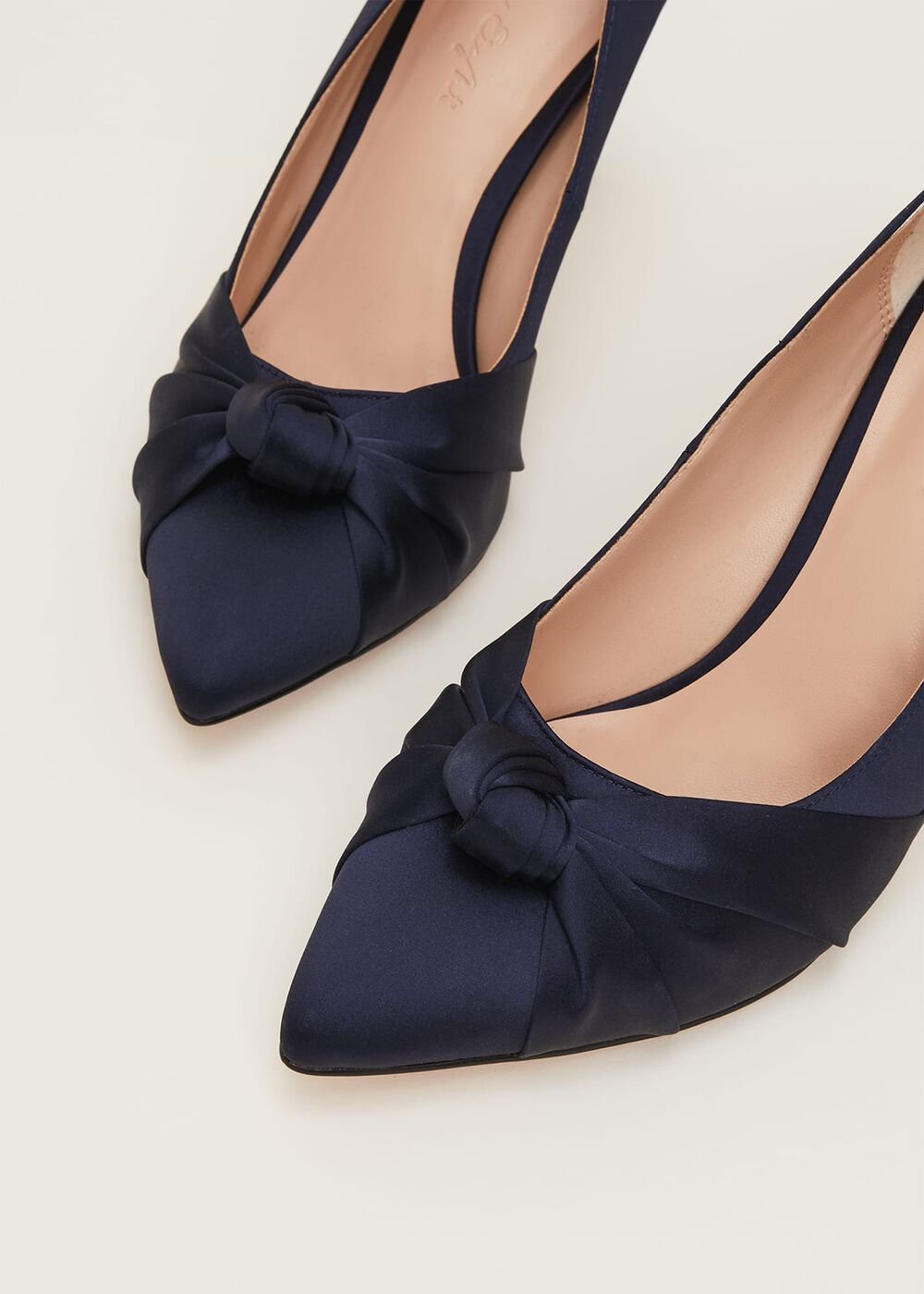 Satin Knot Front Court Shoe - Navy