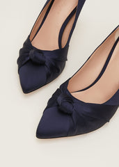 Satin Knot Front Court Shoe - Navy