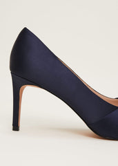 Satin Knot Front Court Shoe - Navy