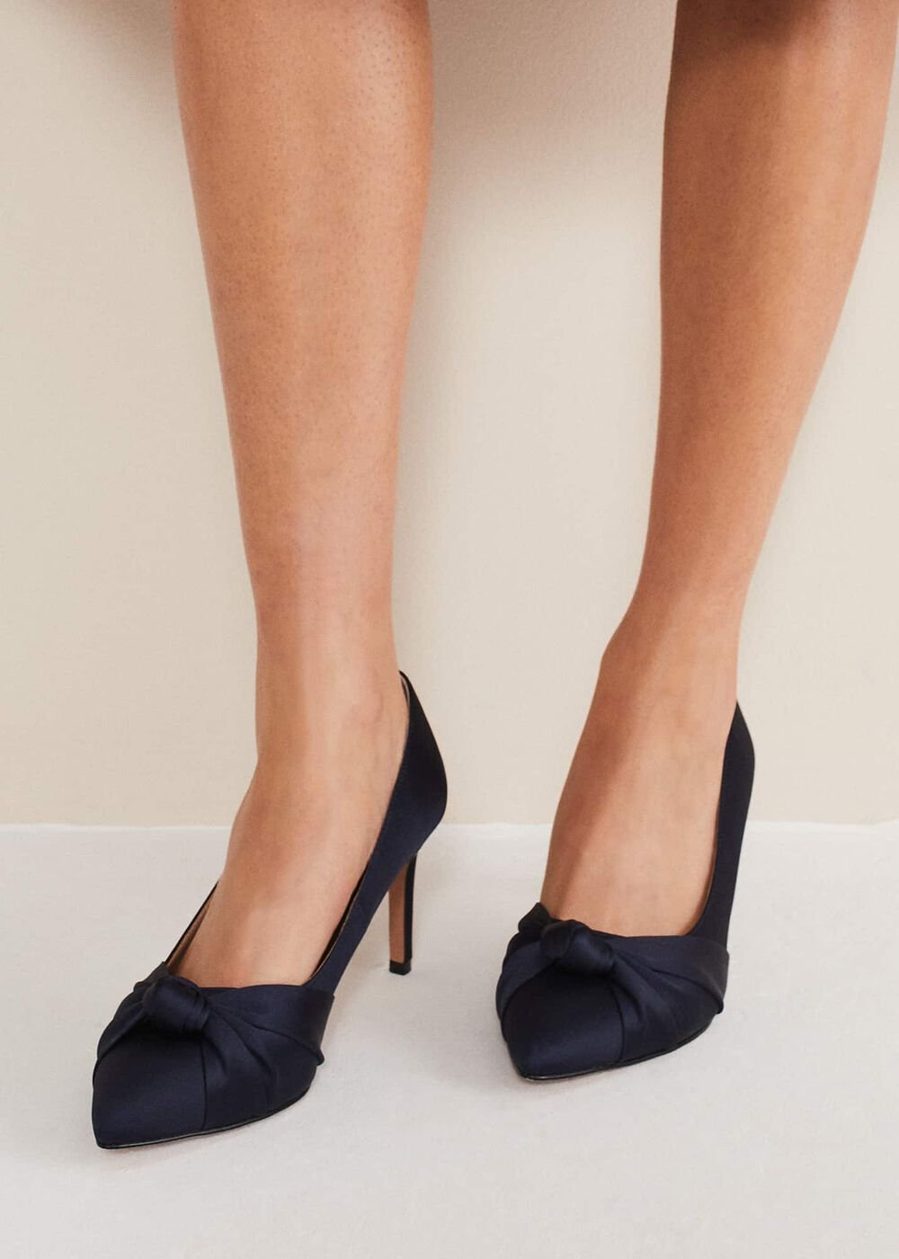 Satin Knot Front Court Shoe - Navy