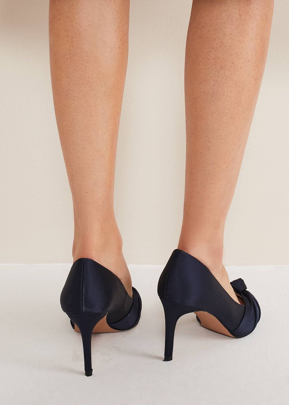 Satin Knot Front Court Shoe - Navy