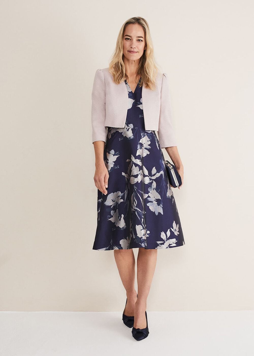 Satin Knot Front Court Shoe - Navy