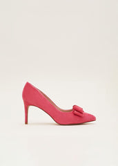 Suede Bow Front Court Shoes - Raspberry