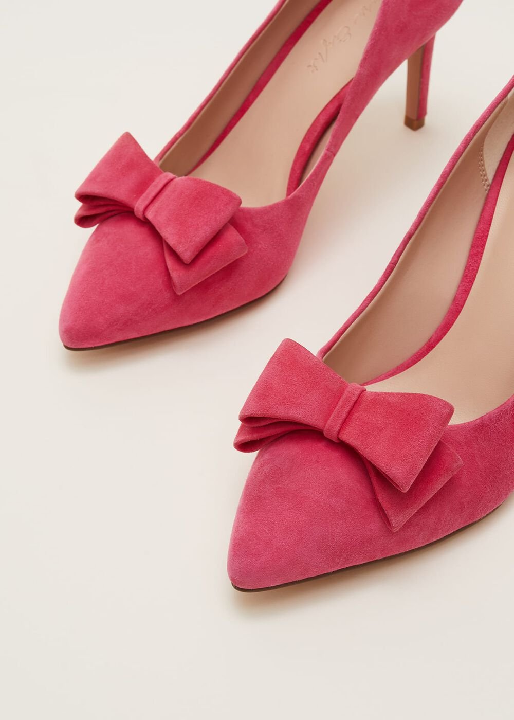 Suede Bow Front Court Shoes - Raspberry