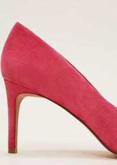 Suede Bow Front Court Shoes - Raspberry