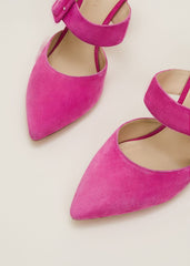 Suede Buckle Backless Heel - Neon Pink