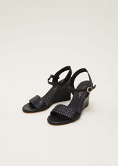 Leather Plait Strap Shoes - Black