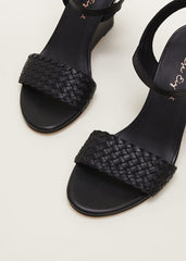 Leather Plait Strap Shoes - Black