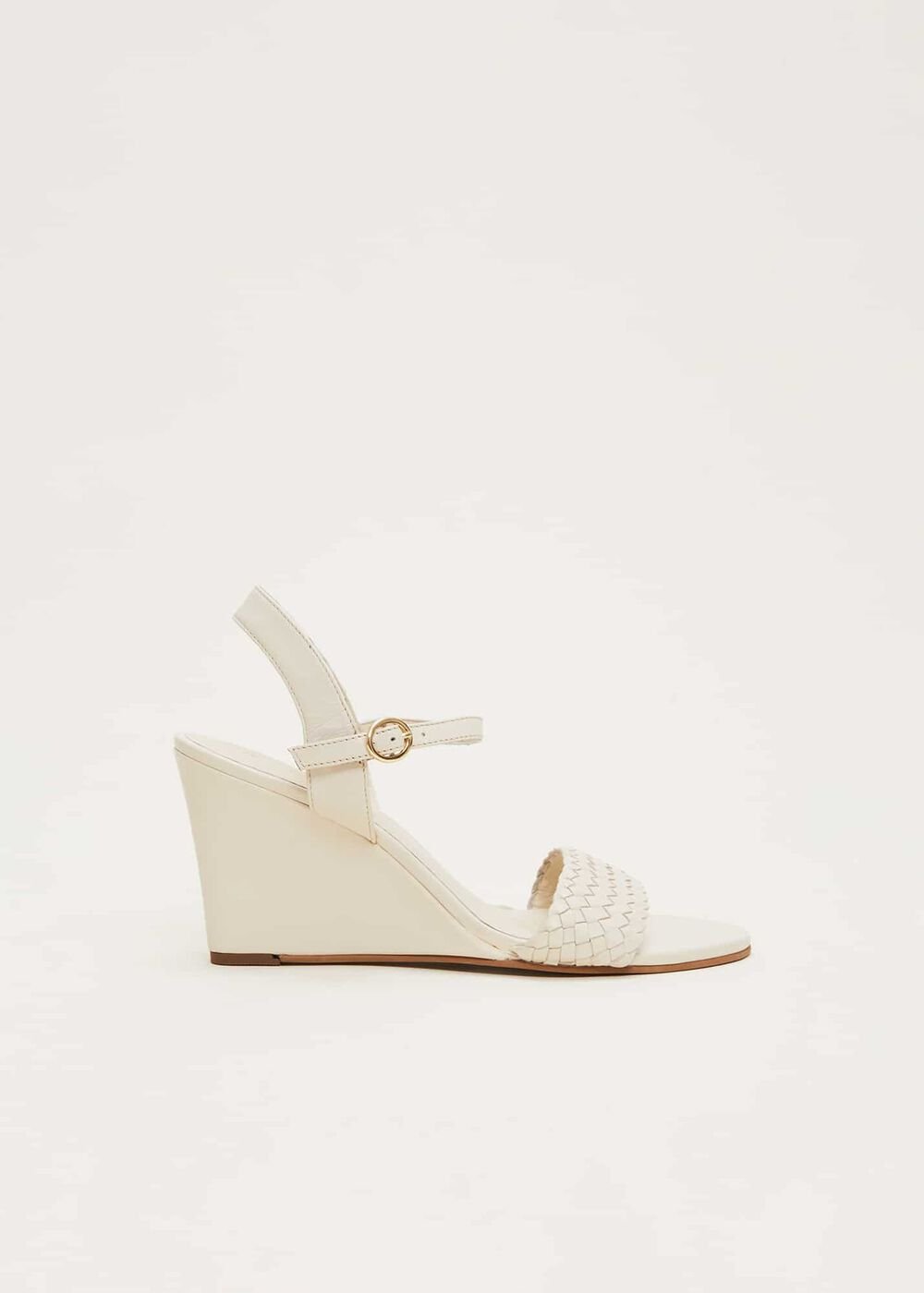 Leather Plait Strap Shoes - Ivory