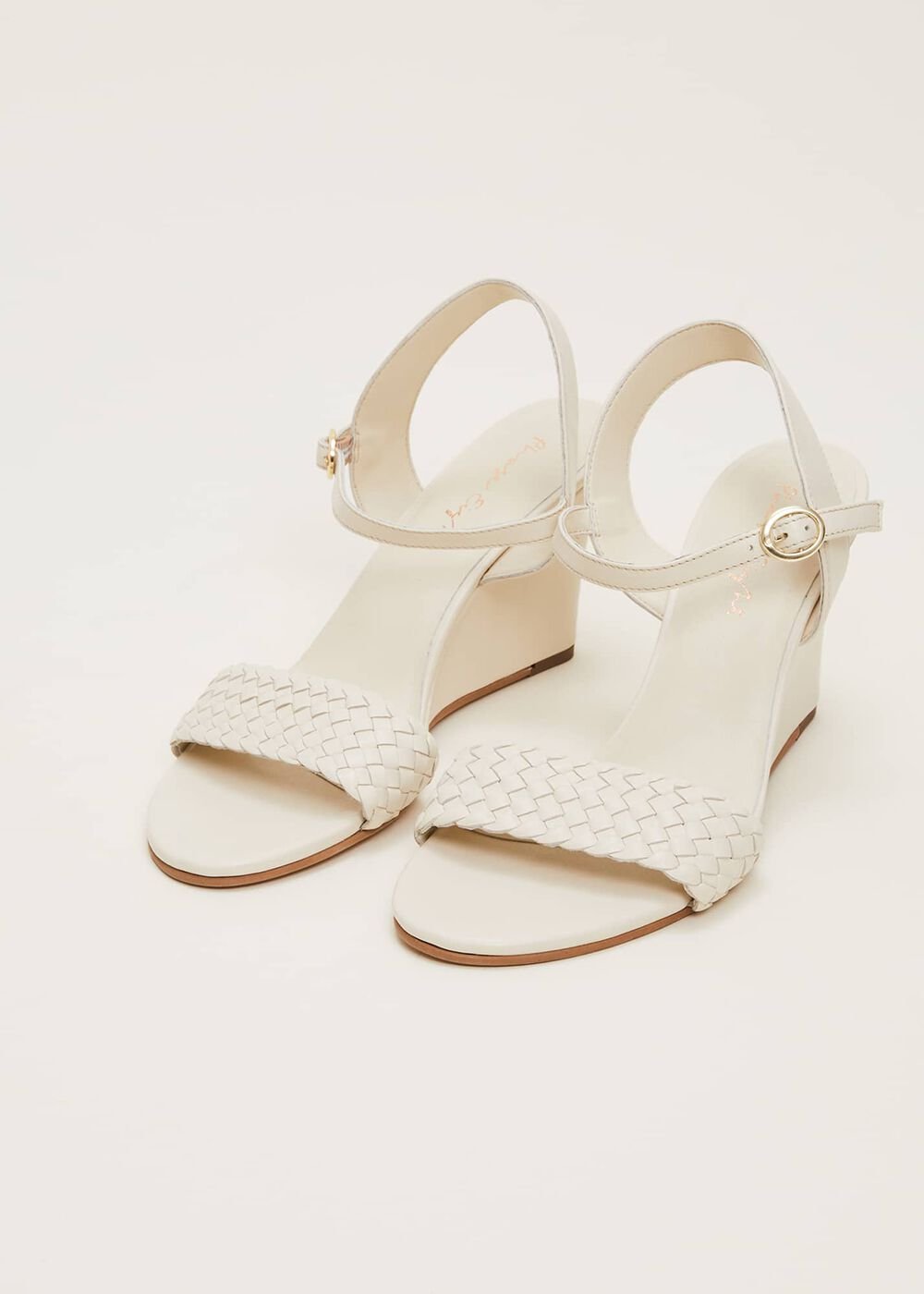 Leather Plait Strap Shoes - Ivory