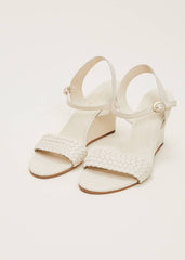 Leather Plait Strap Shoes - Ivory